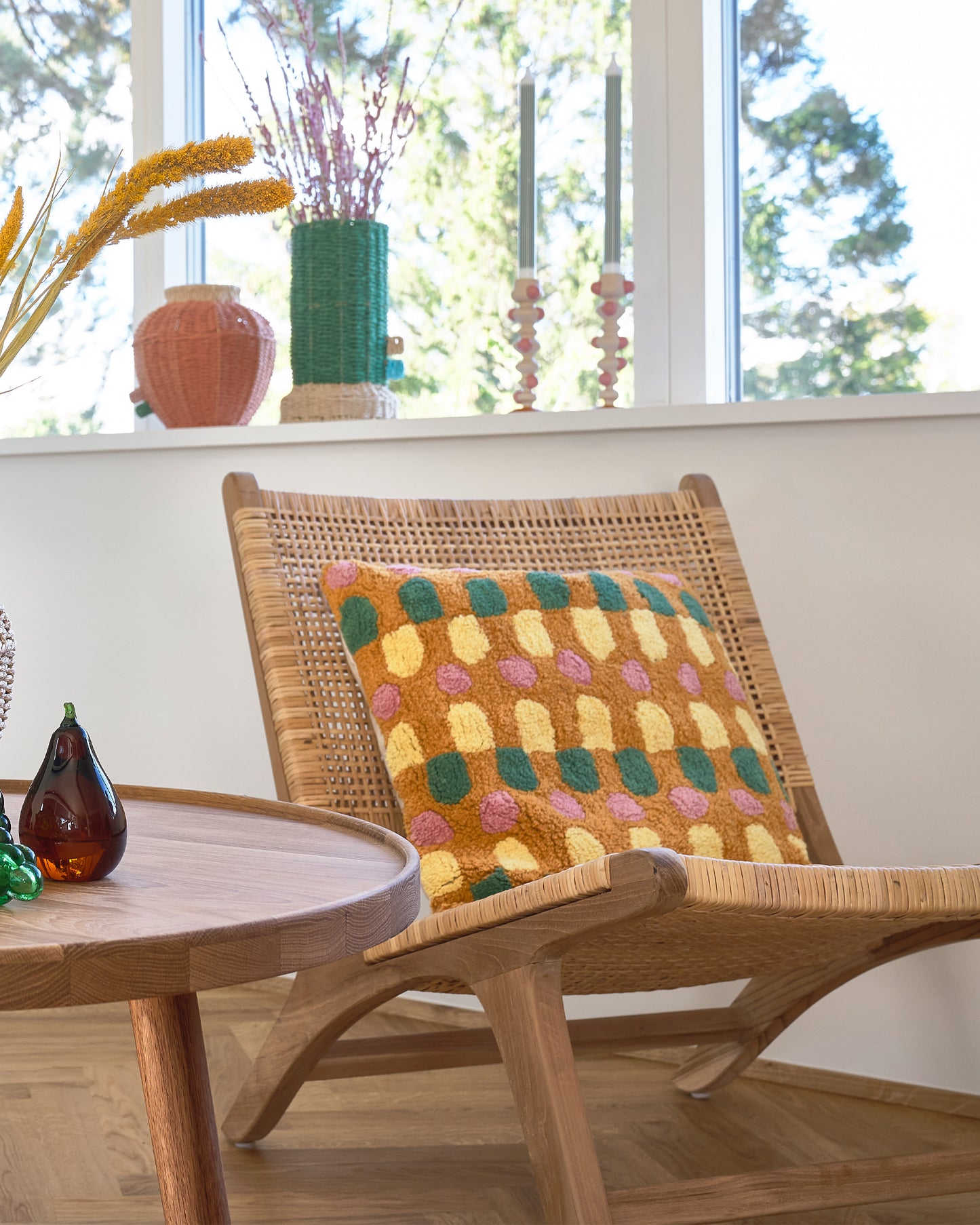 CUSHION STYLES - 45X45CM - PINK/GREEN/BROWN/YELLOW