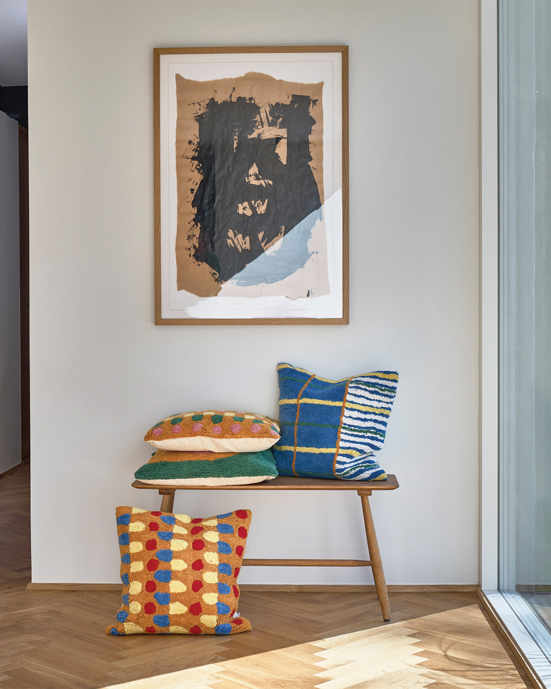 CUSHION STYLES - 45X45CM - BROWN/RED/BLUE/YELLOW