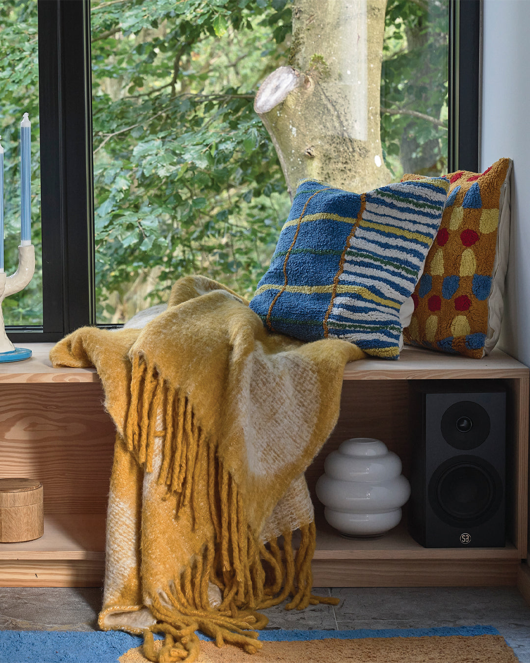 CUSHION STYLES - 45X45CM - BROWN/RED/BLUE/YELLOW
