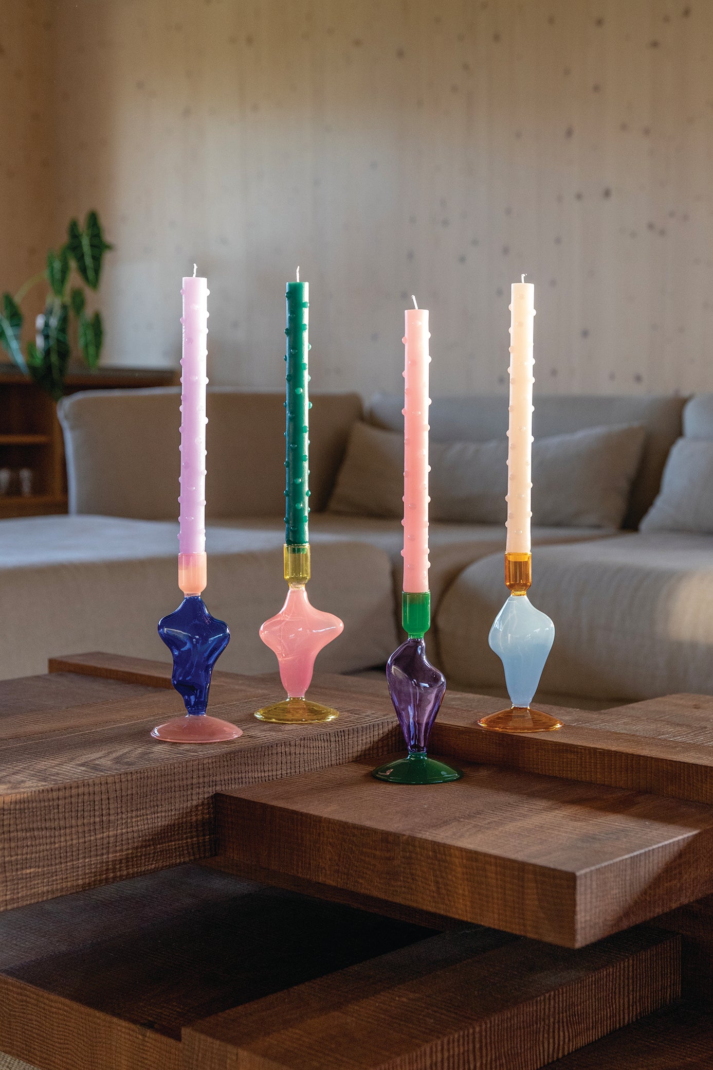 CANDLE HOLDER FLUX - DARK BLUE/PINK