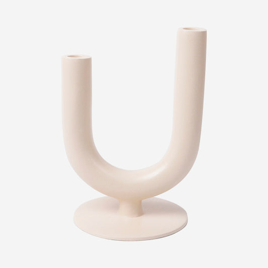 CANDLE HOLDER OBJECT - BEIGE